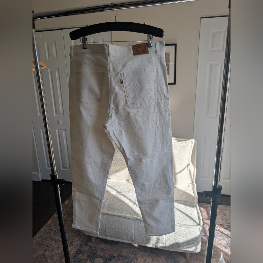 Levi's Classic Crop White Denim Jeans Size 16 W 33 - Picture 7 of 11